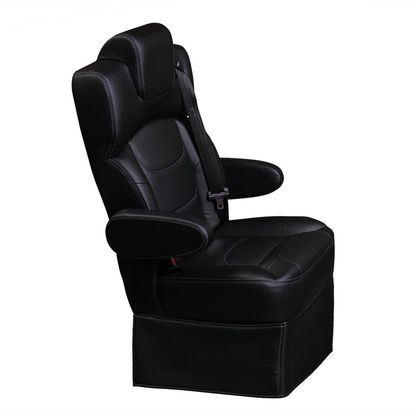 22” SUPER VIP CAPTAIN SEAT | SWIVEL BASE | BLACK LEATHER TOUCH