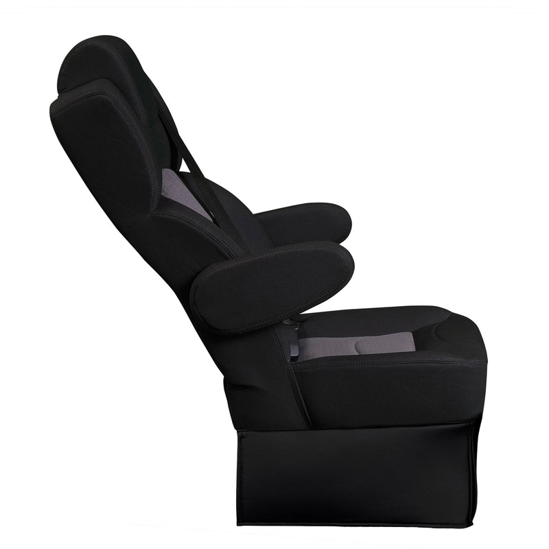 18” COMMUTER CLASS CAPTAIN SEAT | PEDESTAL BASE | PALAZZO GREY CLOTH