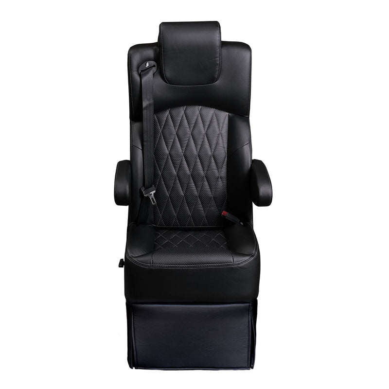 18” VIP DIAMOND CAPTAIN SEAT | SWIVEL BASE | BLACK LEATHER TOUCH