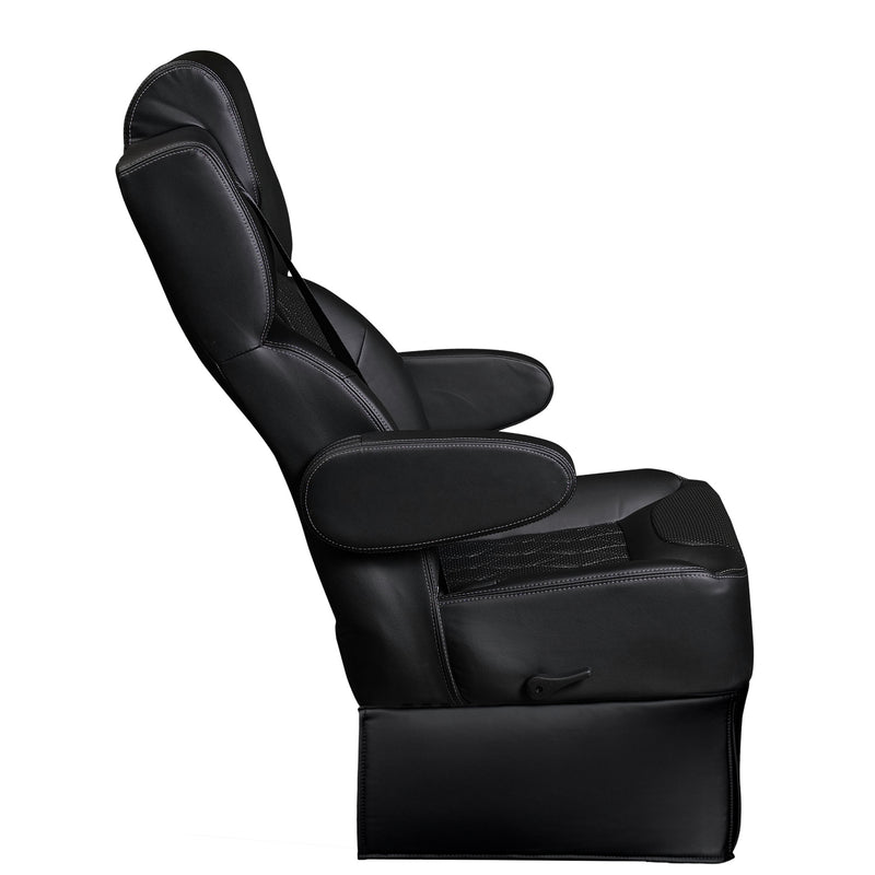 18” VIP DIAMOND CAPTAIN SEAT | SWIVEL BASE | BLACK LEATHER TOUCH