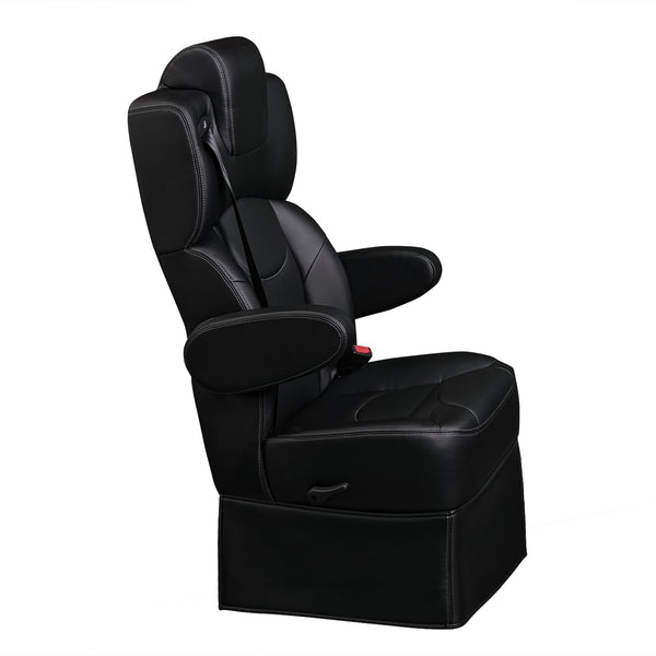 18” VIP CLASS CAPTAIN SEAT | PEDESTAL BASE | BLACK LEATHER TOUCH