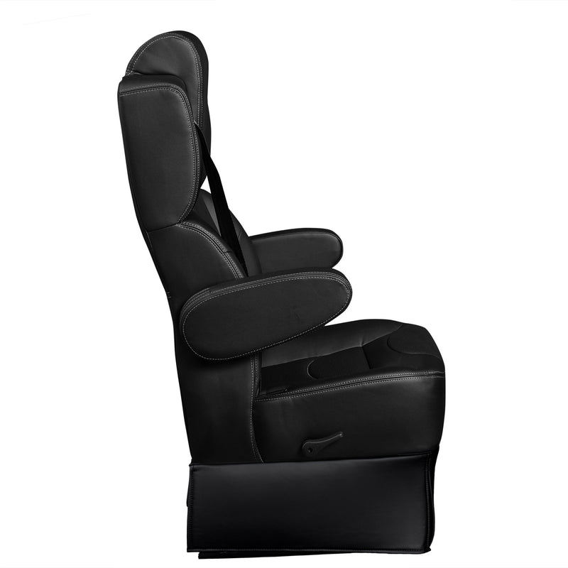 18” VIP CLASS CAPTAIN SEAT | PEDESTAL BASE | BLACK LEATHER TOUCH