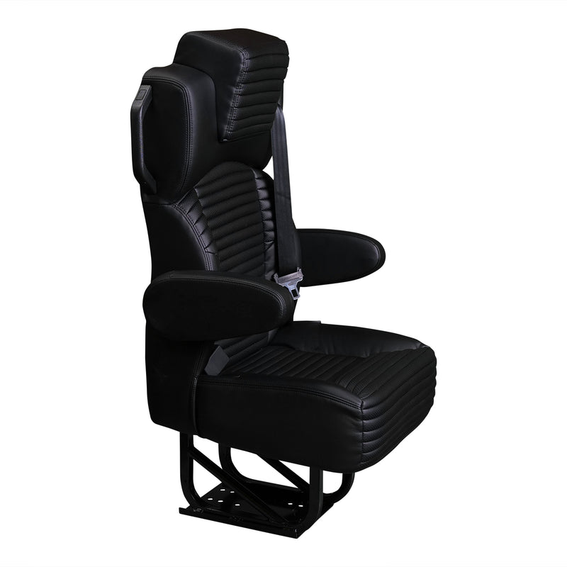 20” BLACK LABEL CAPTAIN SEAT | PEDESTAL BASE | BLACK LEATHER TOUCH