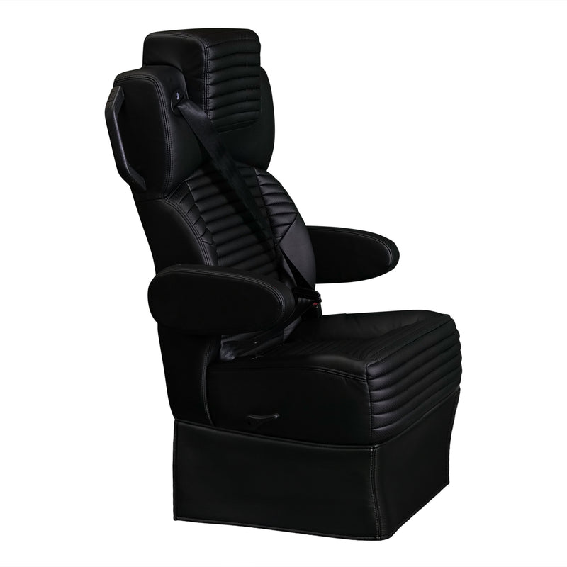 20” BLACK LABEL CAPTAIN SEAT | SWIVEL BASE | BLACK LEATHER TOUCH