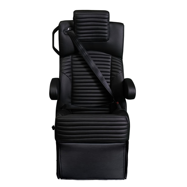 20” BLACK LABEL CAPTAIN SEAT | SWIVEL BASE | BLACK LEATHER TOUCH