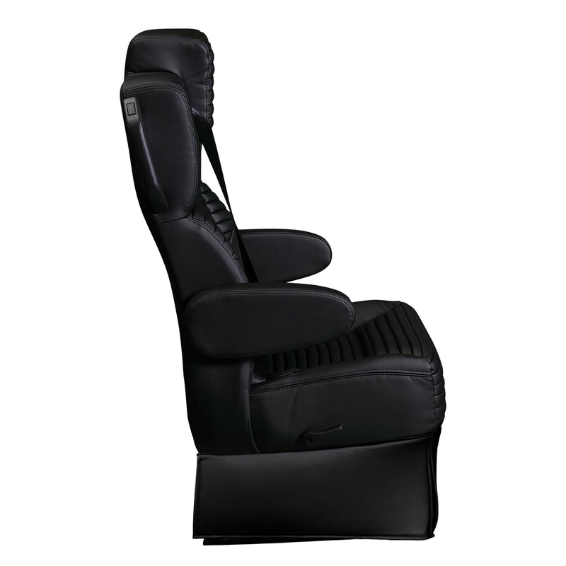 20” BLACK LABEL CAPTAIN SEAT | SWIVEL BASE | BLACK LEATHER TOUCH