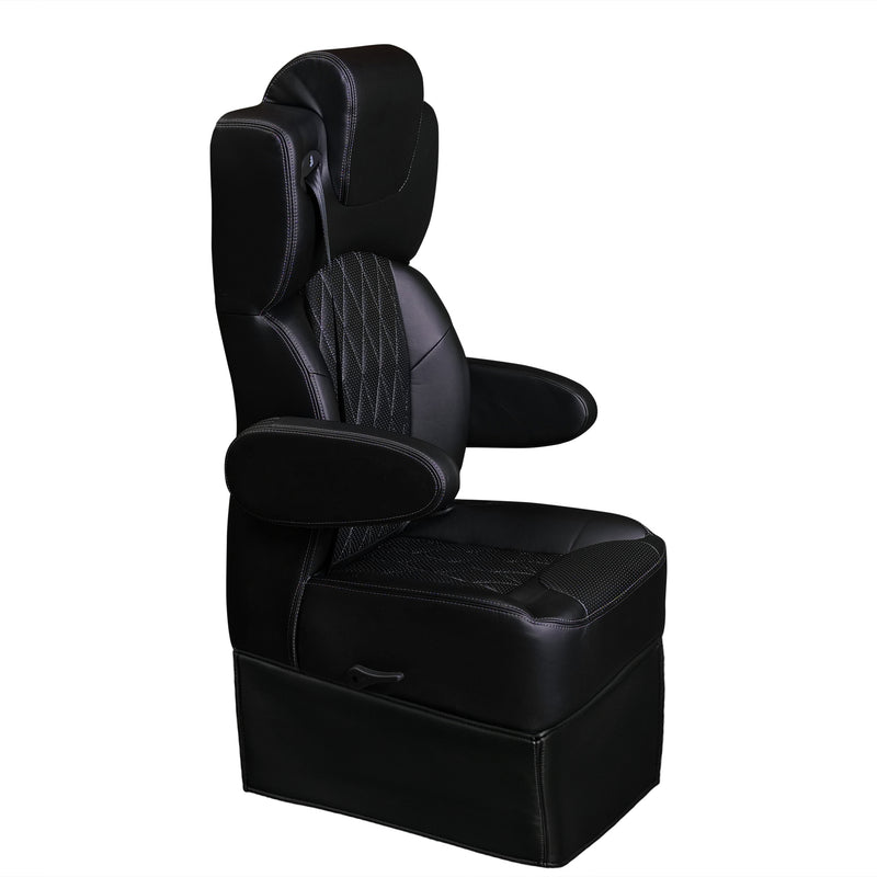 20” VIP DIAMOND CAPTAIN SEAT | SWIVEL BASE | BLACK LEATHER TOUCH