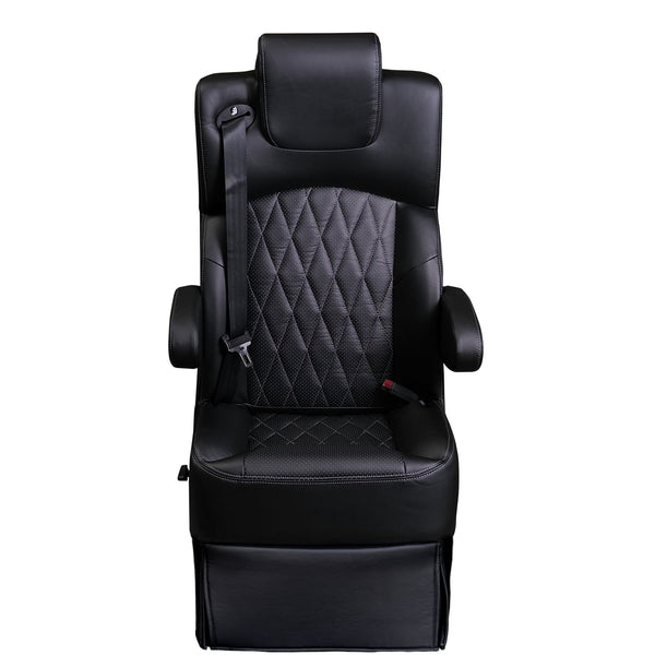 20” VIP DIAMOND CAPTAIN SEAT | SWIVEL BASE | BLACK LEATHER TOUCH