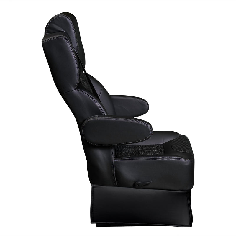 20” VIP DIAMOND CAPTAIN SEAT | SWIVEL BASE | BLACK LEATHER TOUCH