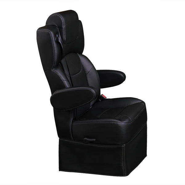 20” VIP CAPTAIN SEAT | SWIVEL BASE | BLACK LEATHER TOUCH