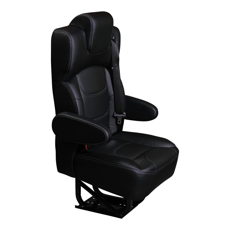 22 SUPER VIP CLASS CAPTAIN SEAT PEDESTAL BASE BLACK LEATHER TOUCH