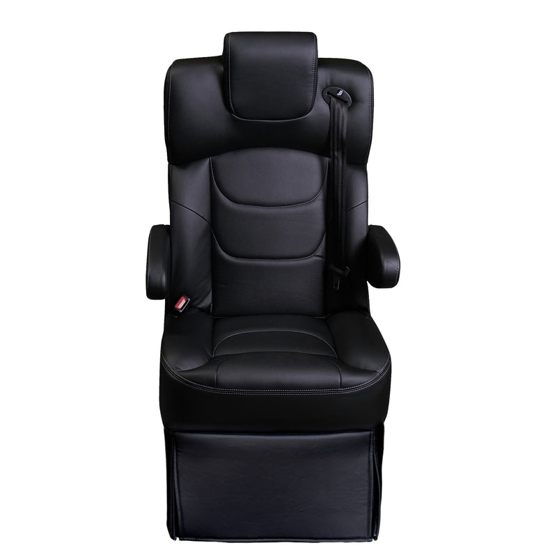 22” SUPER VIP CLASS CAPTAIN SEAT | PEDESTAL BASE | BLACK LEATHER TOUCH