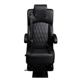 18” VIP DIAMOND CAPTAIN SEAT | SWIVEL BASE | BLACK LEATHER TOUCH