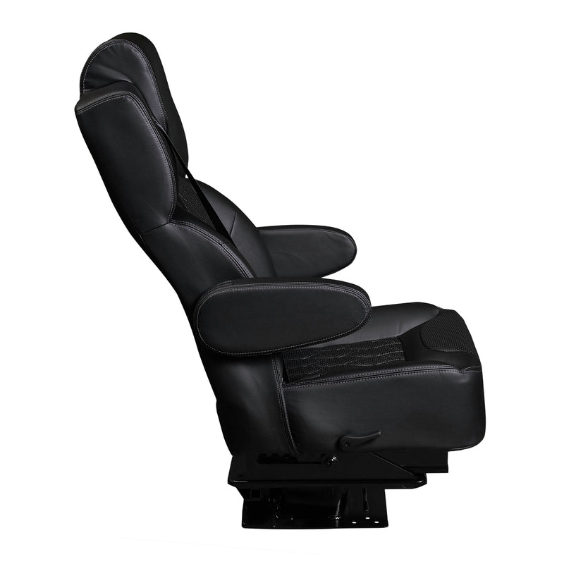 18” VIP DIAMOND CAPTAIN SEAT | SWIVEL BASE | BLACK LEATHER TOUCH