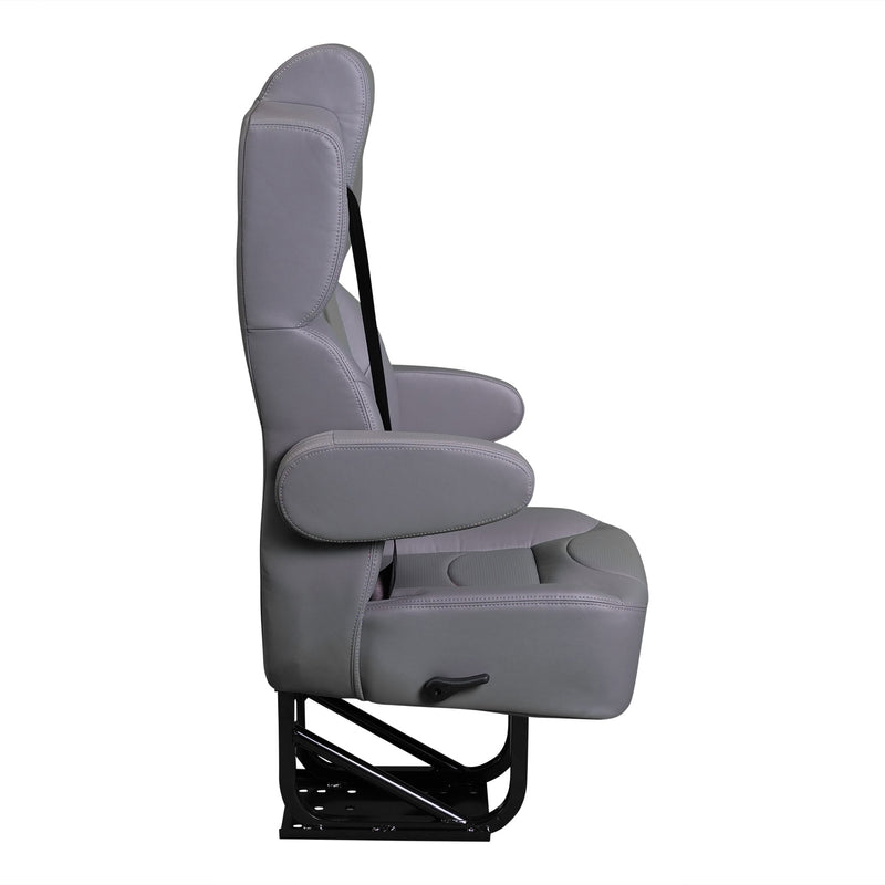 18” VIP CLASS CAPTAIN SEAT | PEDESTAL BASE | GREY LEATHER TOUCH