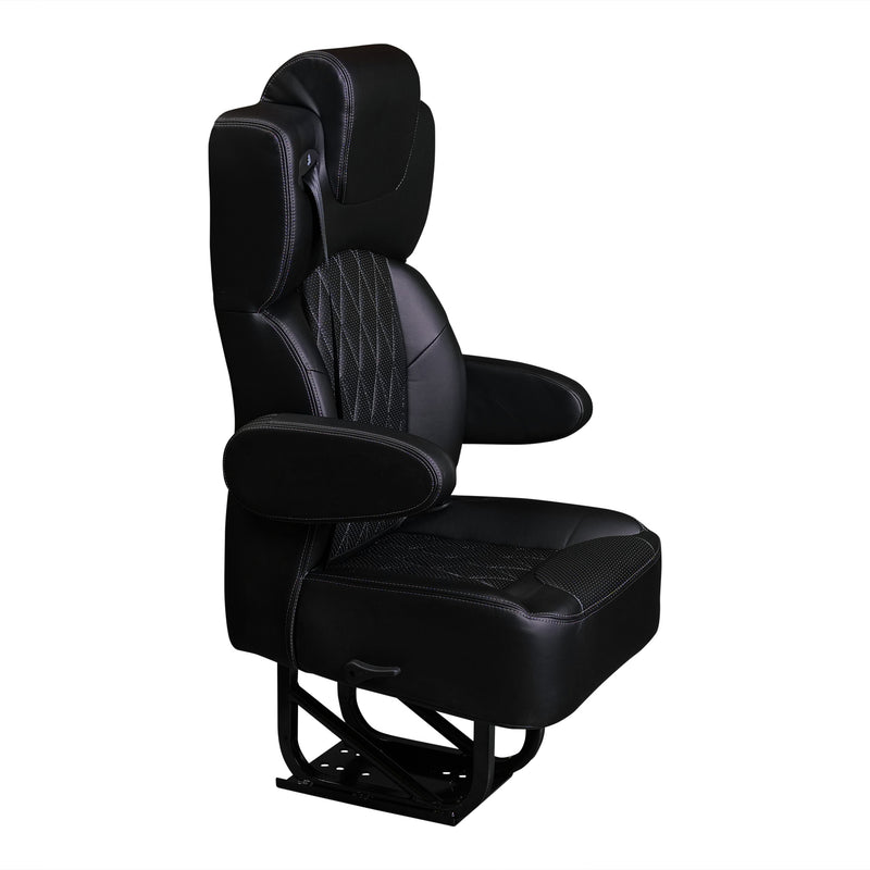 18” VIP DIAMOND CLASS CAPTAIN SEAT | PEDESTAL BASE | BLACK LEATHER TOUCH